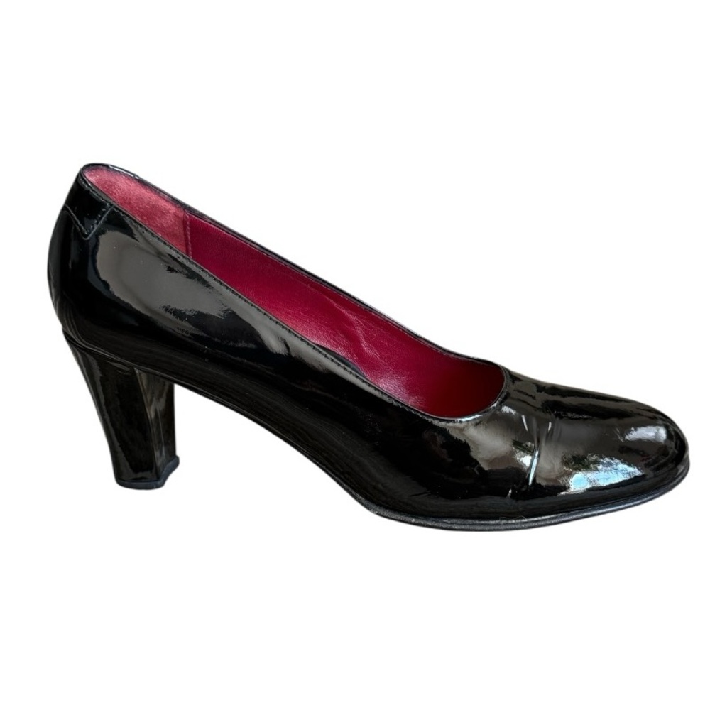 Stunning classic vintage Taryn Rose black patent leather pumps heels 38 8 Italy